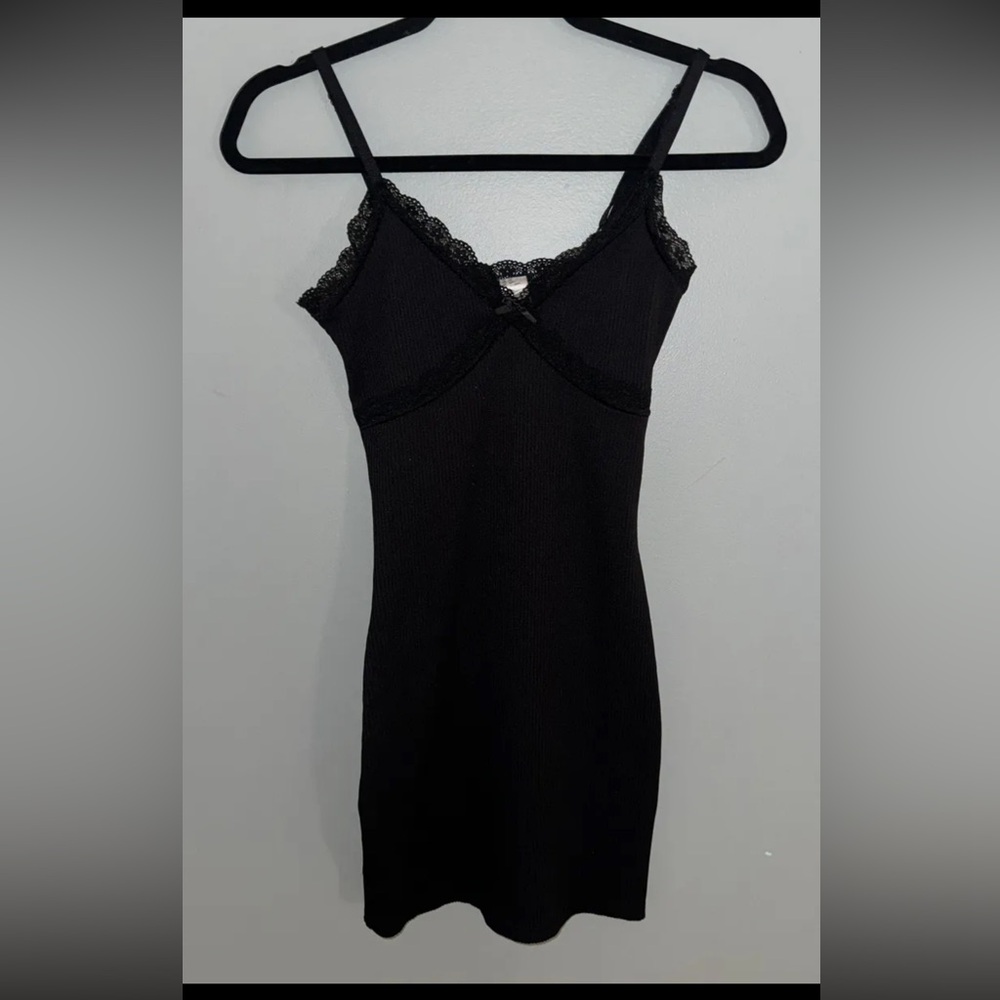 H&M Black Lace Detail Mini Dress